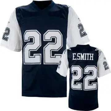 Blue/White Men's Emmitt Smith Dallas Cowboys Authentic Mitchell And Ness Navy Throwback Jersey