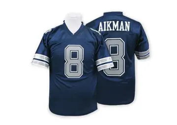 Navy Blue Men's Troy Aikman Dallas Cowboys Authentic Mitchell And Ness Throwback Jersey