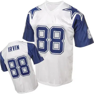 White Men's Michael Irvin Dallas Cowboys Authentic Mitchell And Ness 75TH Patch Throwback Jersey